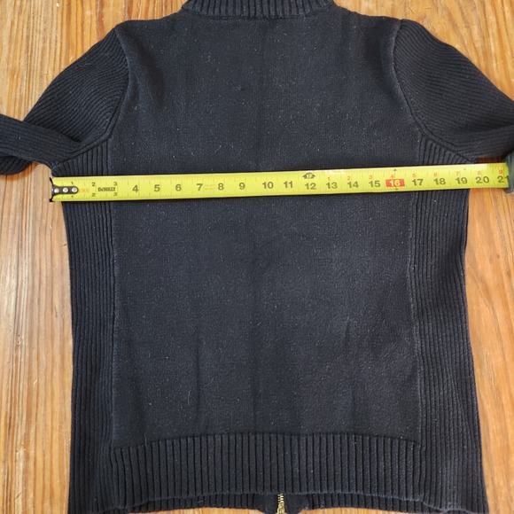 LRL Lauren Ralph Lauren Black Label Full Zip L Cotton Sweater Gold Hardware Logo - Picture 6 of 13